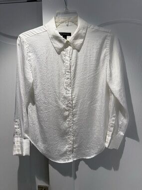 INC International Concepts White Cotton Button-Down Shirt